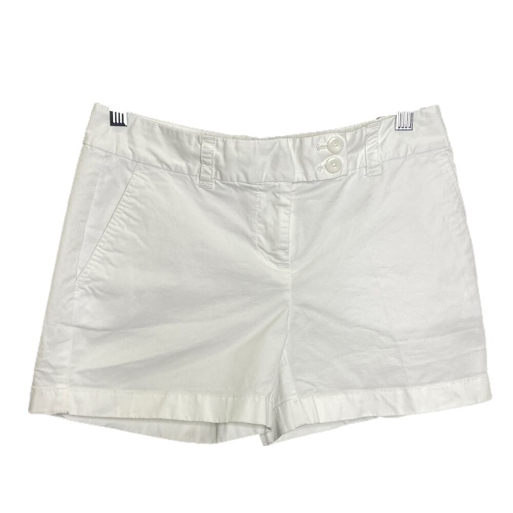 Vineyard Vines Women's Sz 0 Shorts Chino White‎ Button Flat Front Cotton Stretch